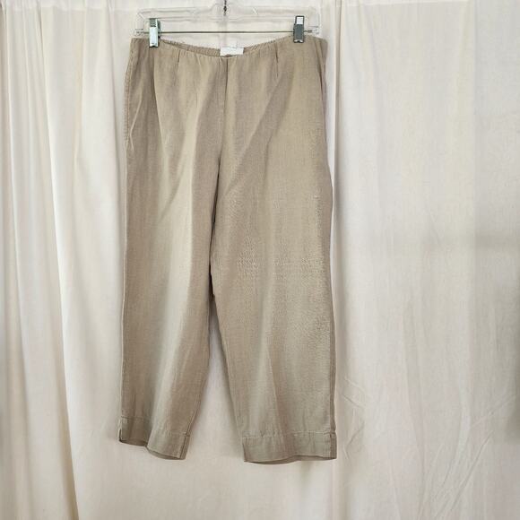 J.Jill Love Linen Pants Size XS Pockets Tan Beige Pedal Pushers Y2K Cleangirl - Picture 2 of 11